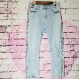 LEVI'S BIG E REPRODUCTION 501 VINTAGE WASH LOGO SIDES BUTTON FLY JEANS W31 L26